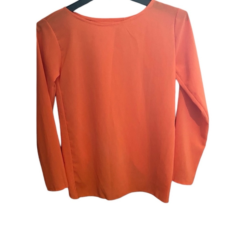 Orange blouse long sleeve sheer sz large